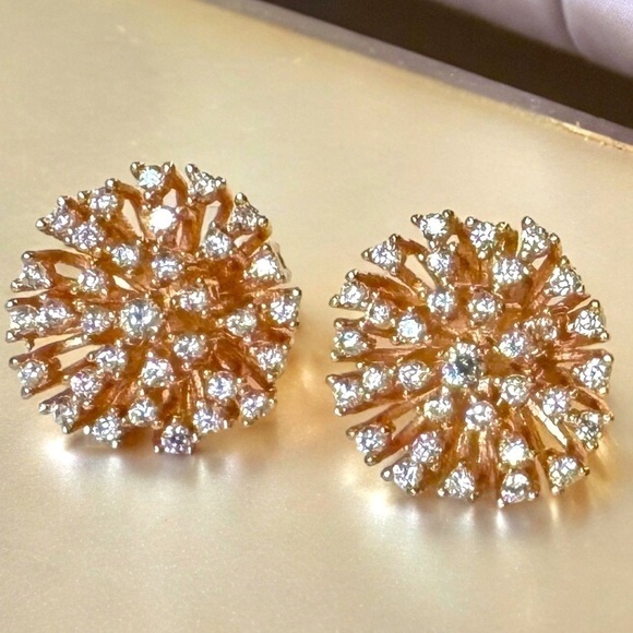 Rose Gold Over Sterling Crystal Starburst Stud Earrings - Picture 3 of 9